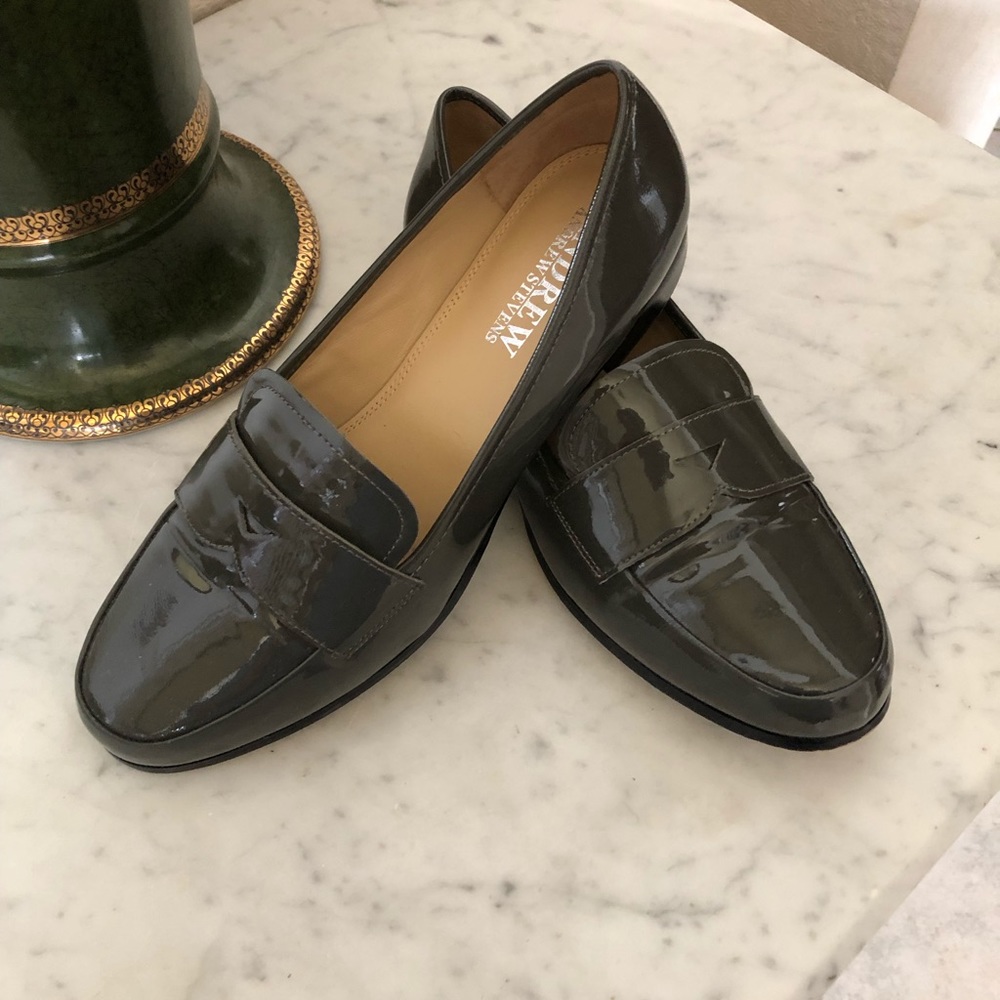 Andrew Stevens Upper Leather Patent Gray Loafers.
